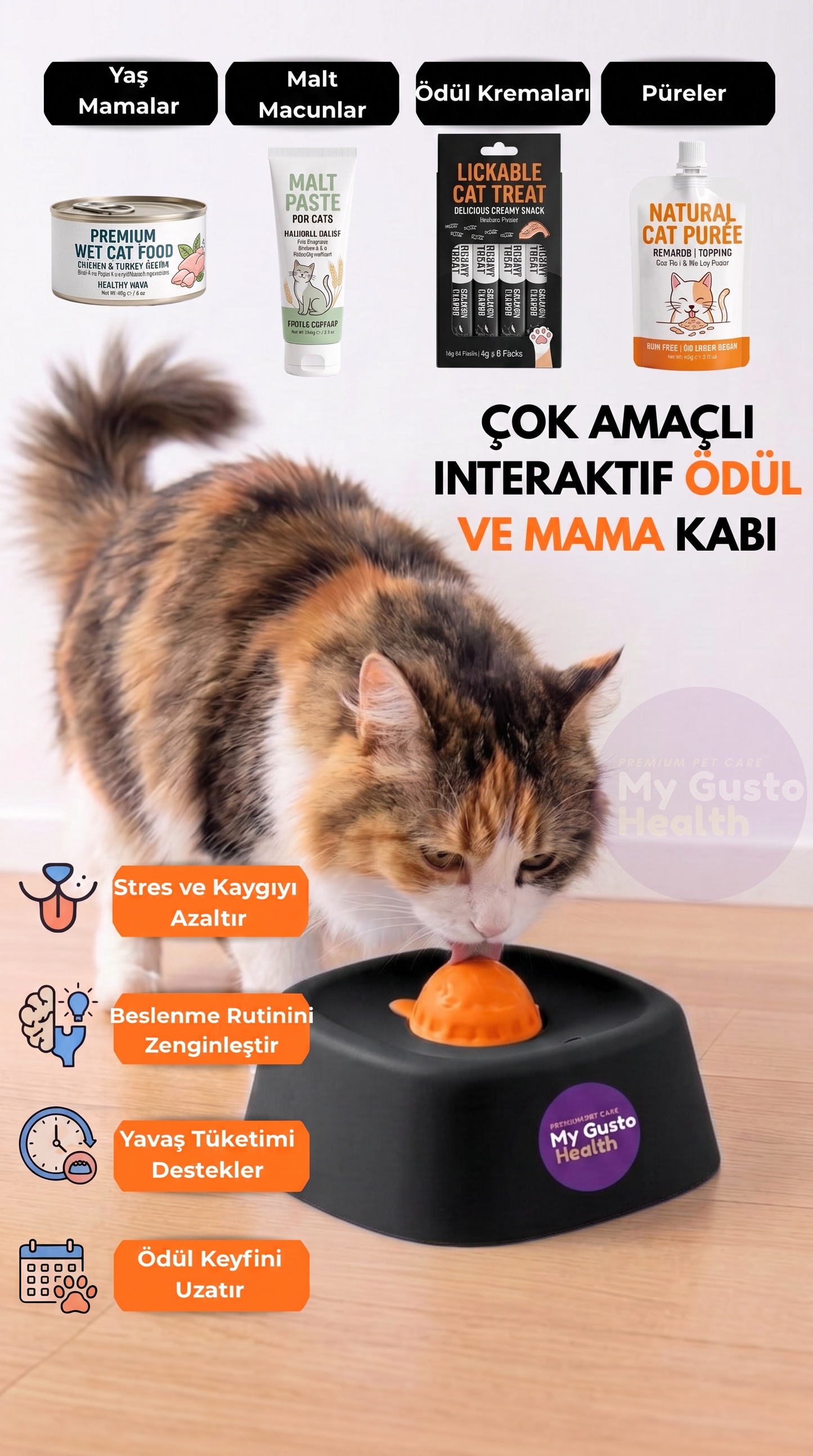 Çok Amaçlı İnteraktif Kedi Mama ve Ödül Kabı, Kedi Yalama Topu