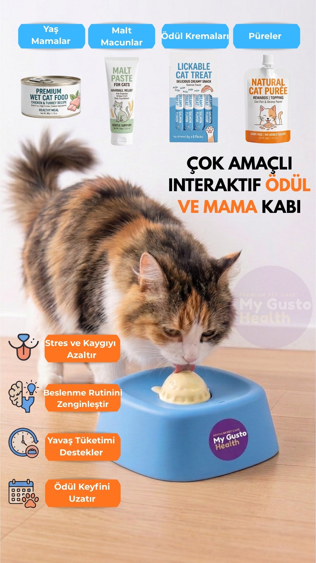Çok Amaçlı İnteraktif Kedi Mama ve Ödül Kabı, Kedi Yalama Topu
